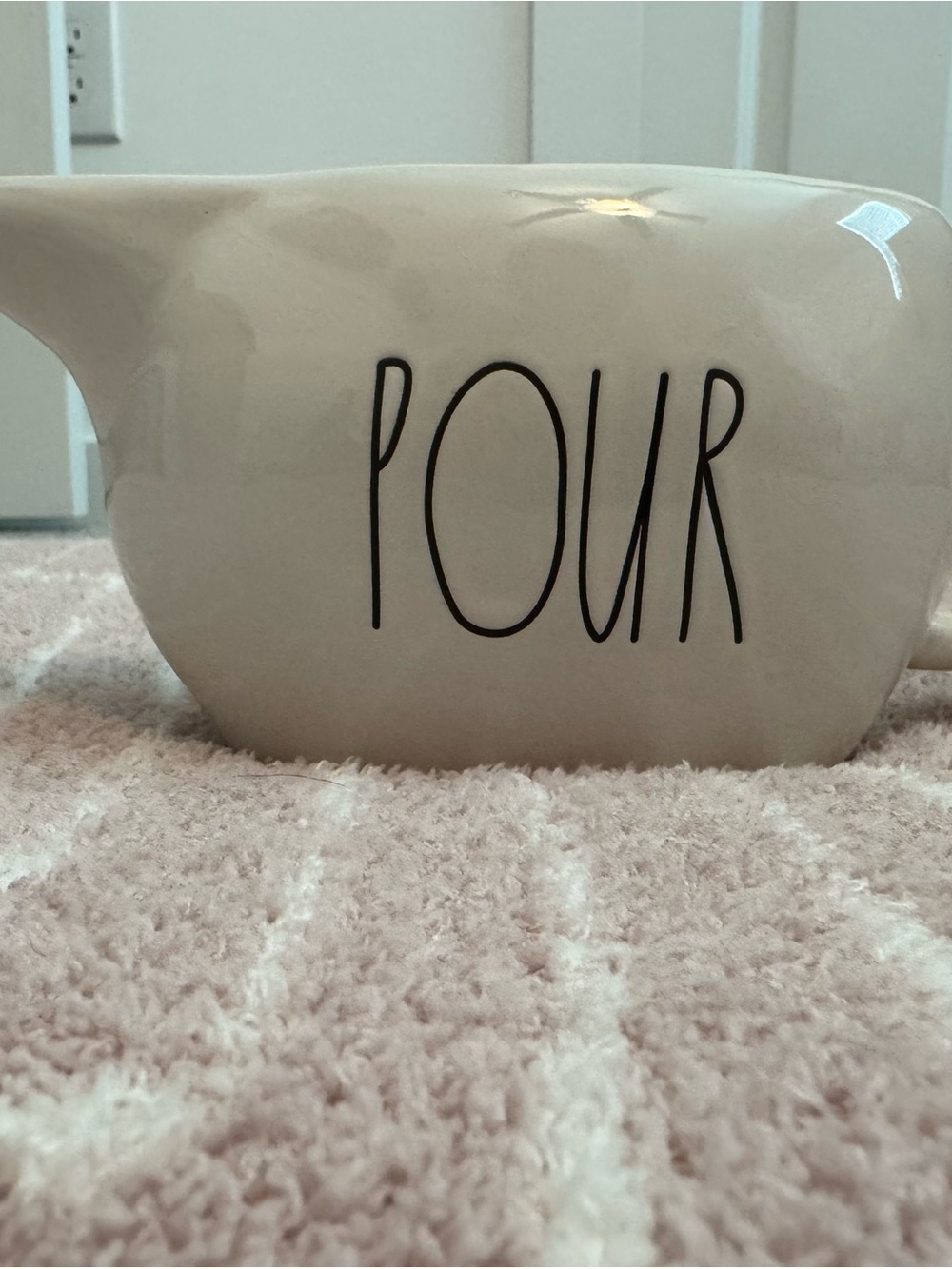 Rae Dunn POUR Gravy Boat White Farmhouse Large Letter